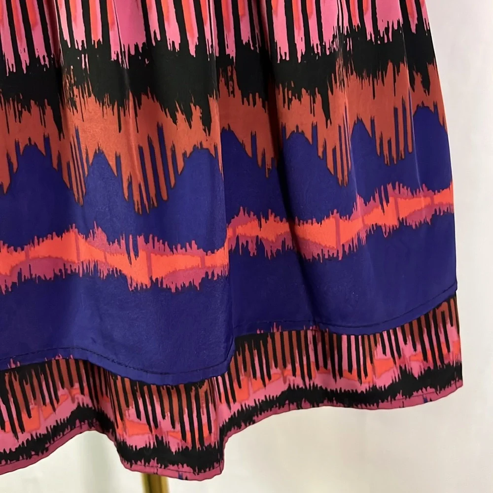 LC Lauren Conrad Pink Purple & Black Printed Tiered Hem High Waisted Mini Skirt